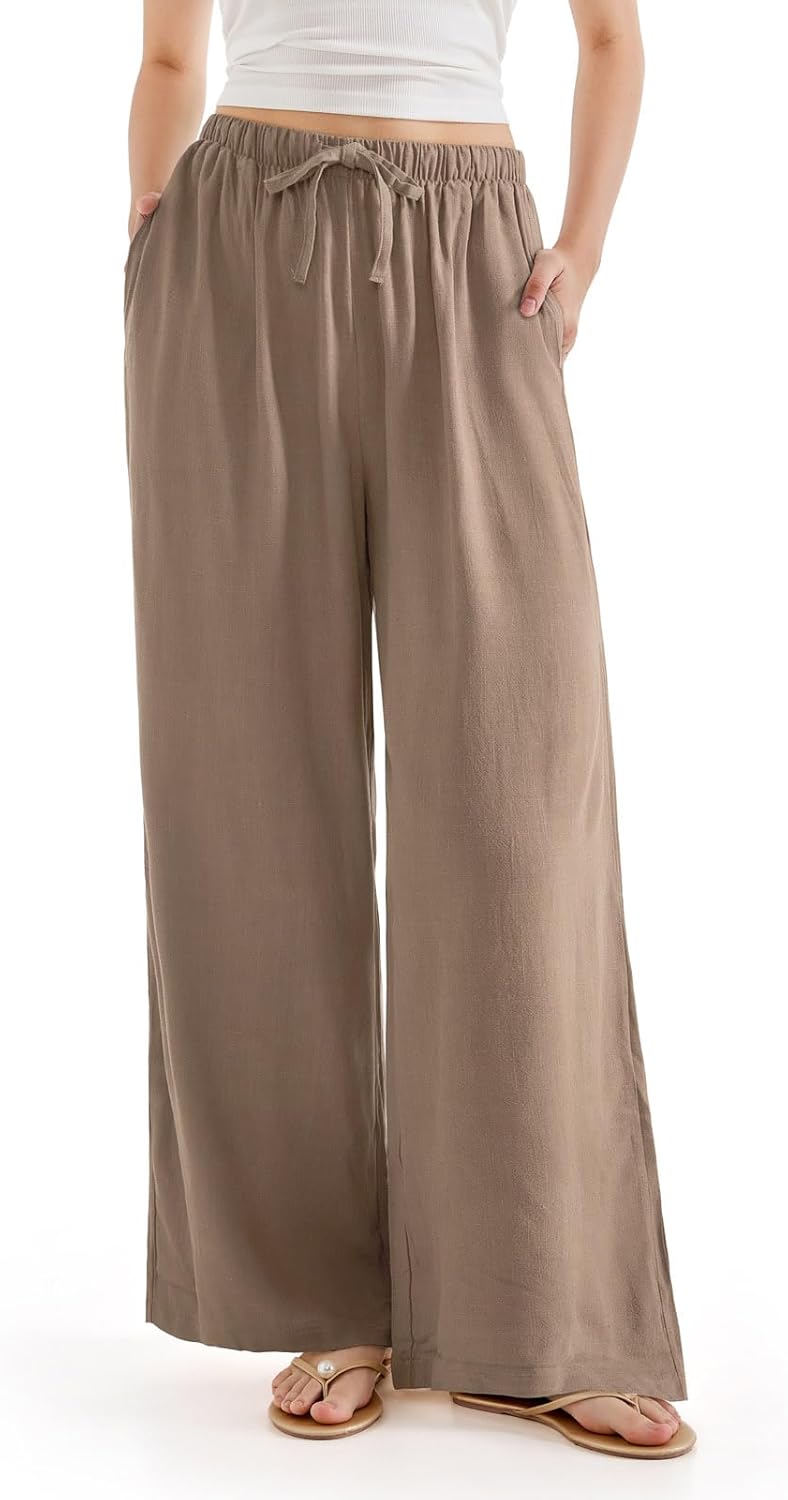 SUUKSESS Women Wide Leg Linen Pants for Stylish Comfort