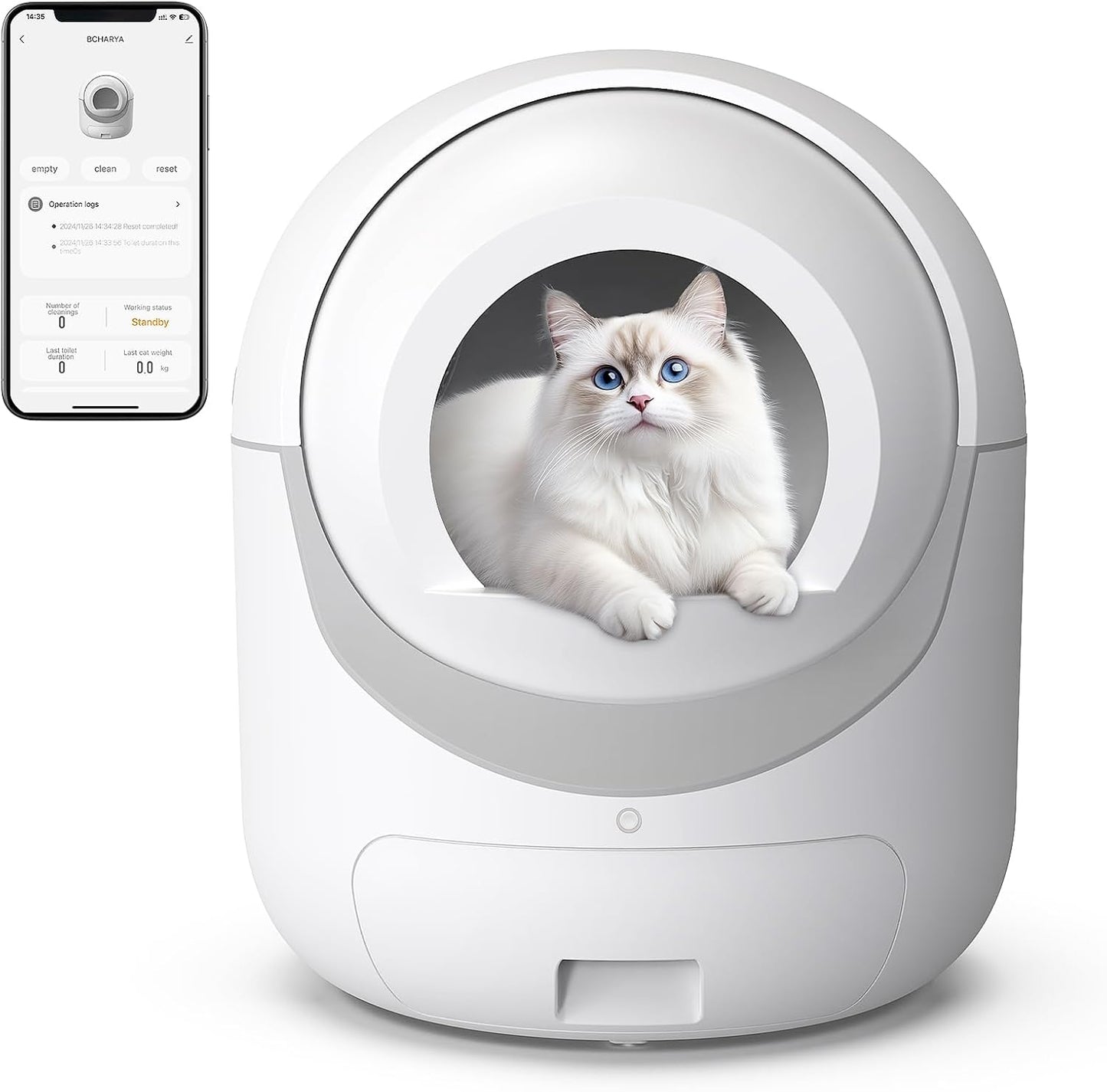 Self Cleaning Cat Litter Box with APP Control for Multiple Cats