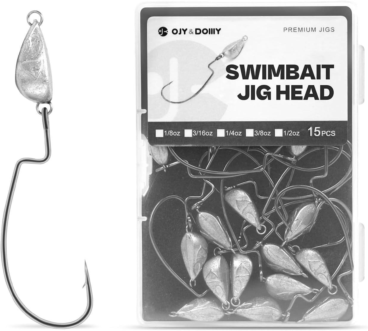 Premium Weedless Bass Fishing Jig Heads 1/8-3/8oz