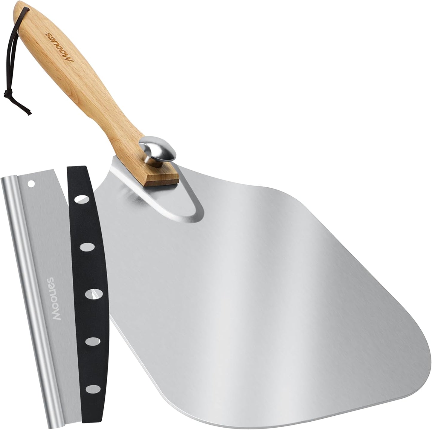 Aluminum Pizza Peel with Rocker Cutter and Storage Bag Included