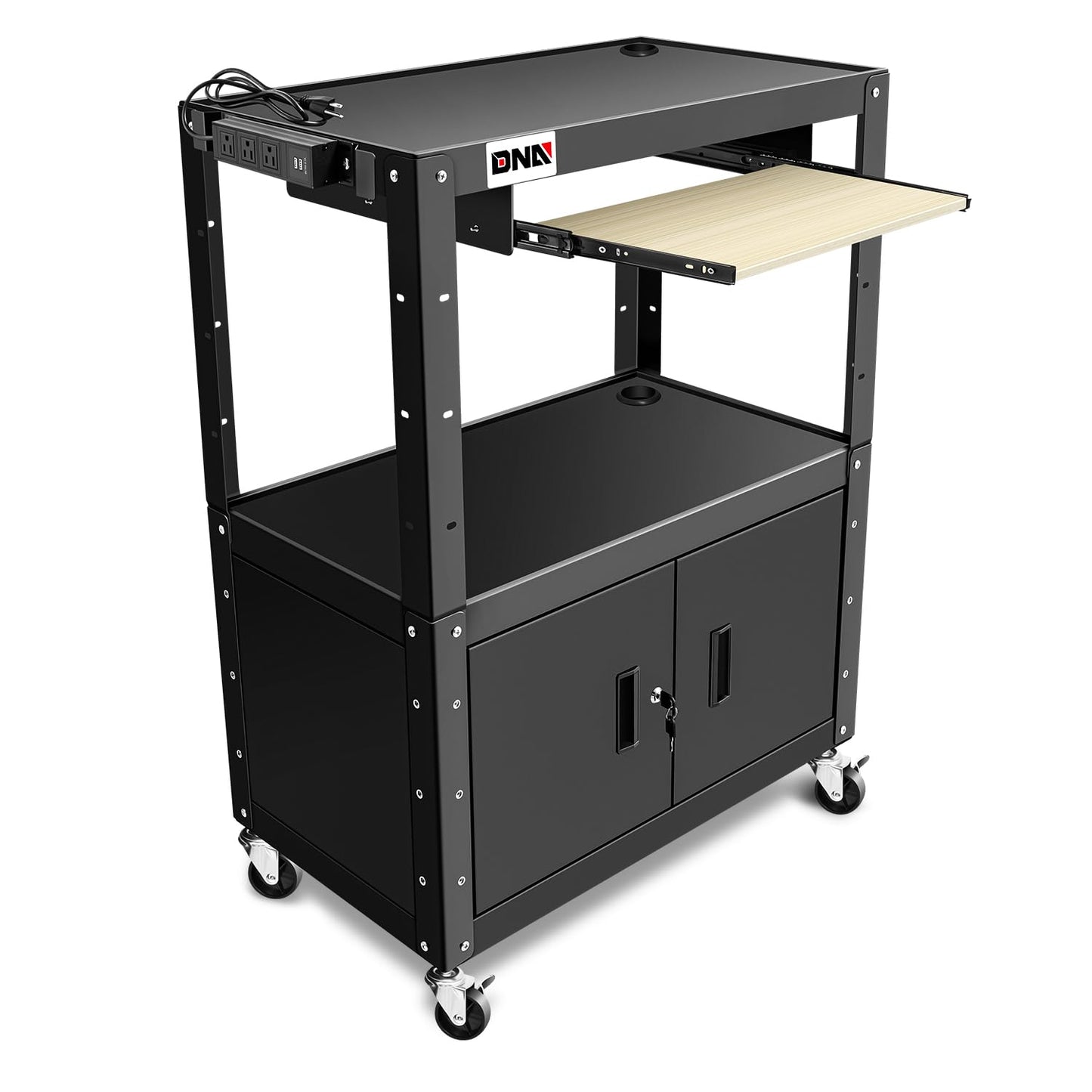 Steel AV Cart with Extra Storage for Projectors and More