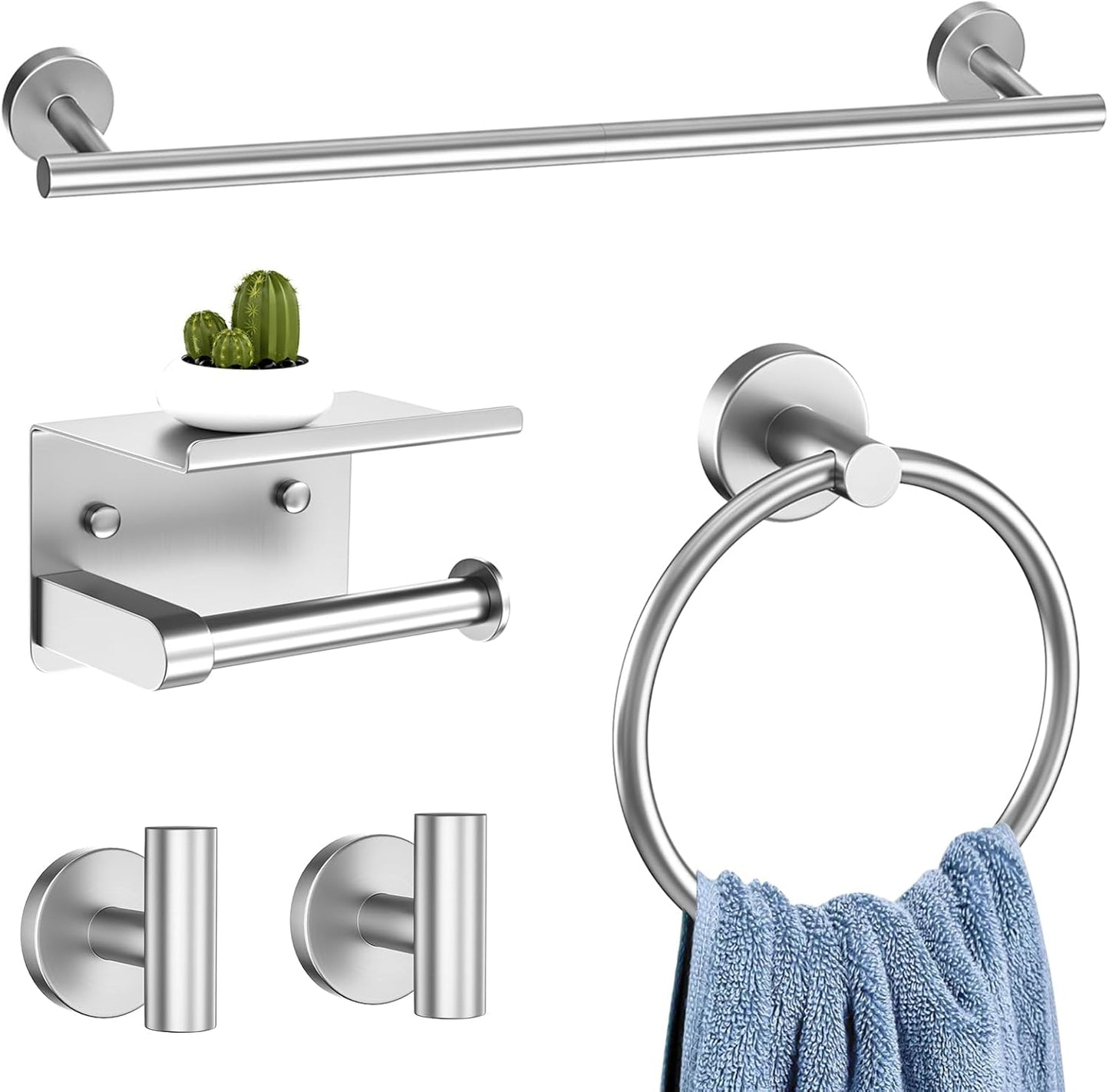 5-Piece Brushed Nickel Towel Bar Set for Modern Bathrooms