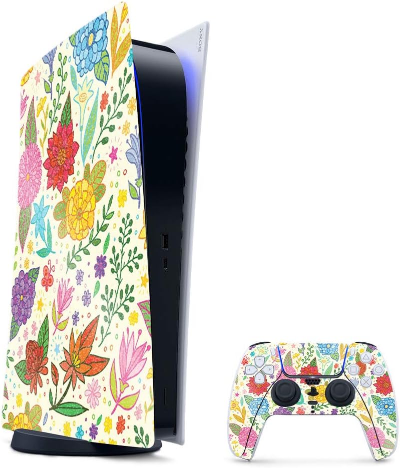MightySkins Glossy Glitter Gaming Skin for PS5 - Flower Garden