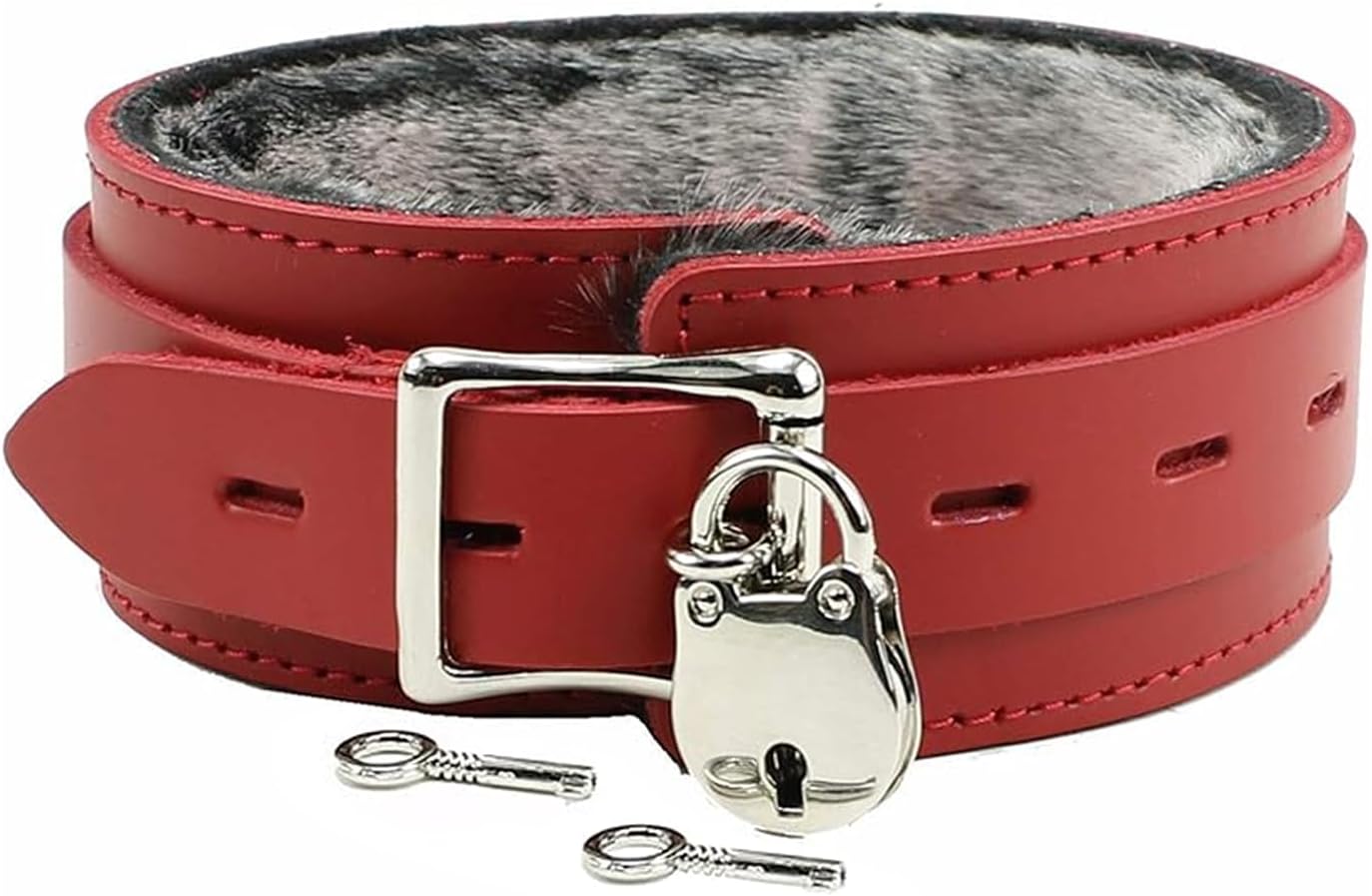 VP Leather Austin Latigo Leather Collar with Faux Fur Lining