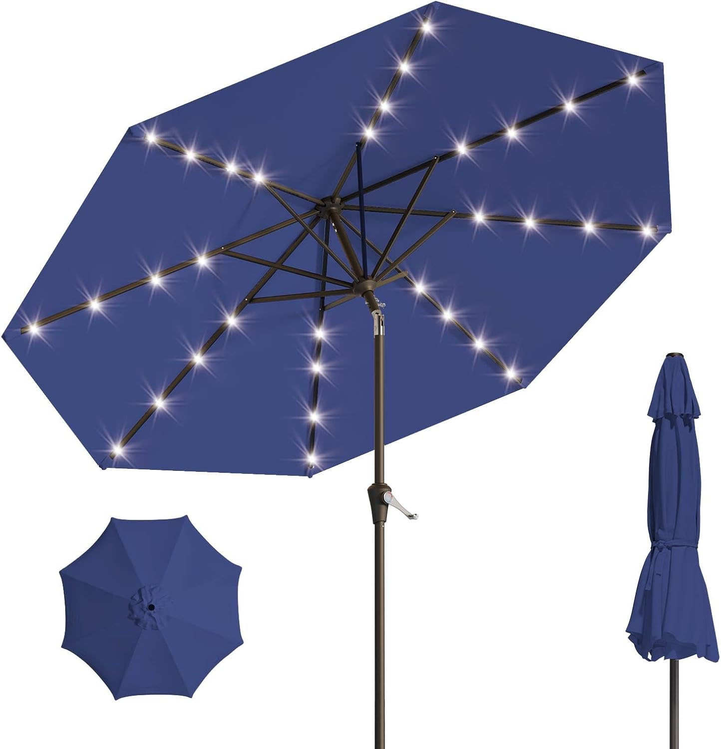 9FT Solar Umbrella with 32 LED Lights for Outdoor Relaxation