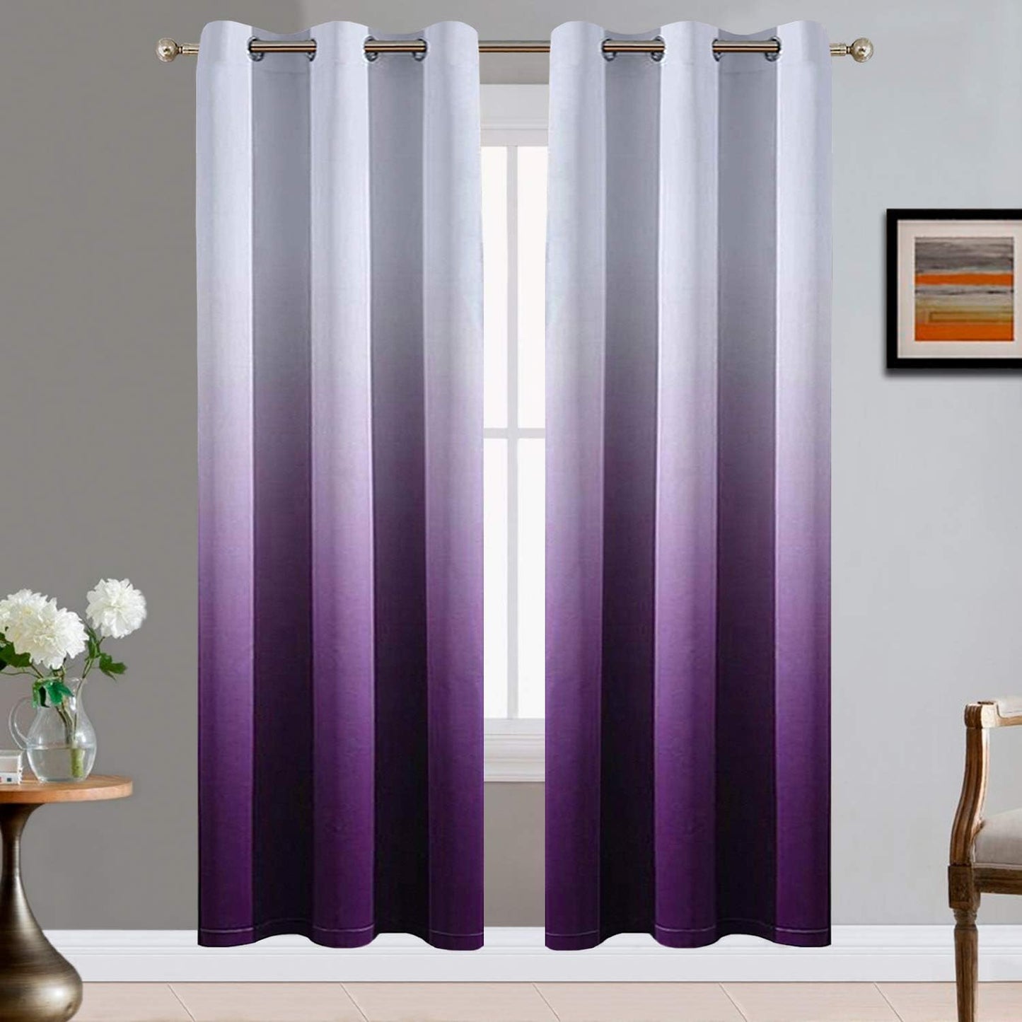 Yakamok Light Blocking Gradient Color Curtains for Home Decor