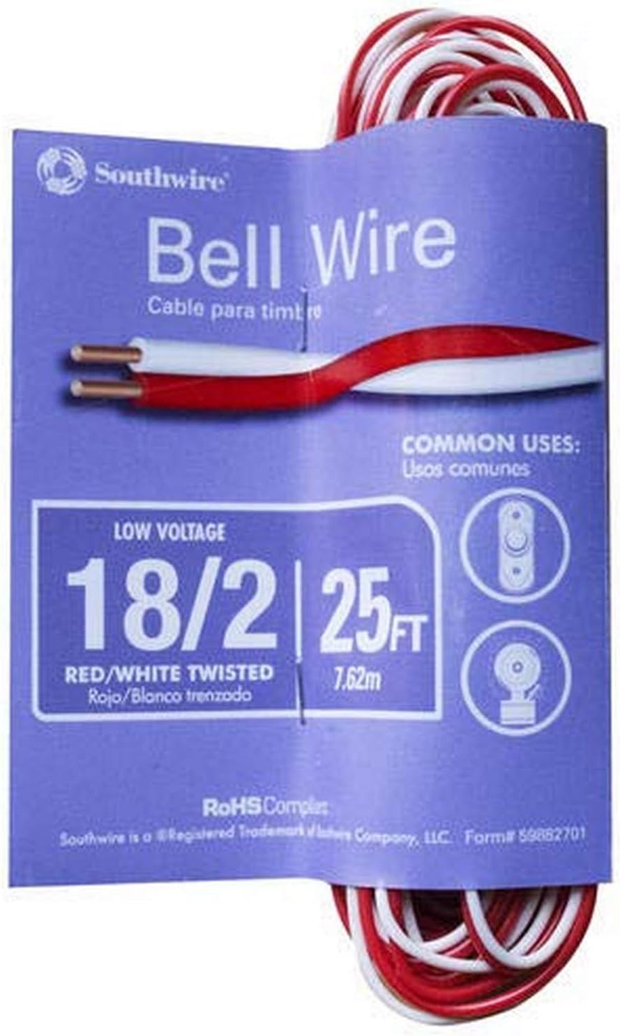 Southwire 25ft Bell Wire: Reliable Red/White Design