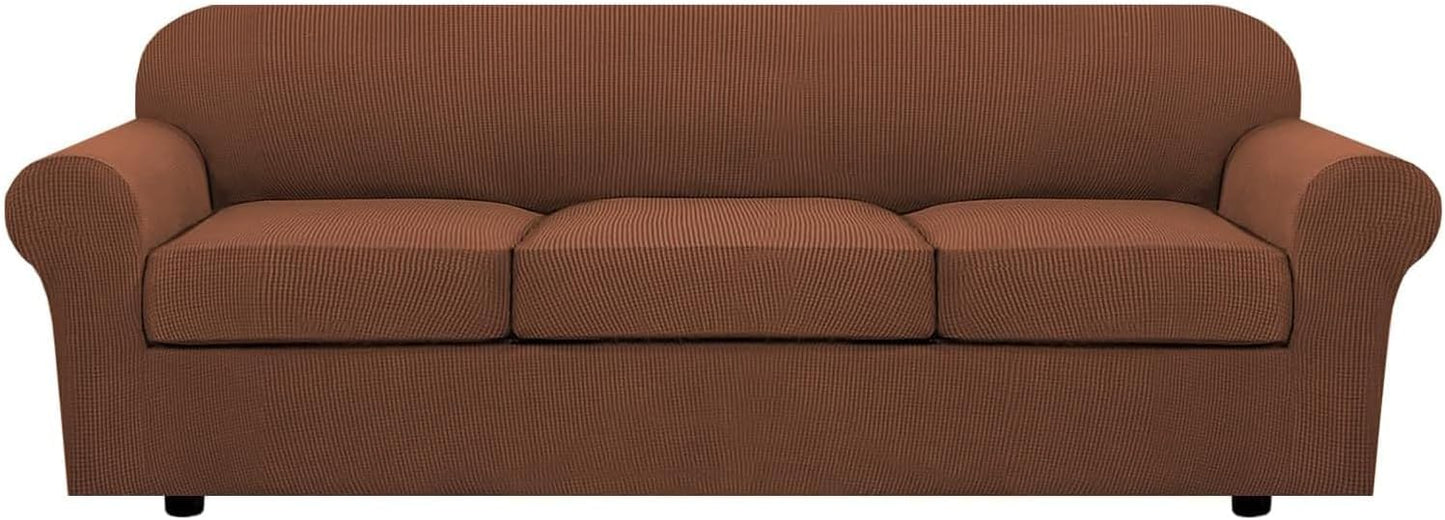 H.VERSAILTEX Stretch Sofa Covers for 3 Cushion Couch in Caramel