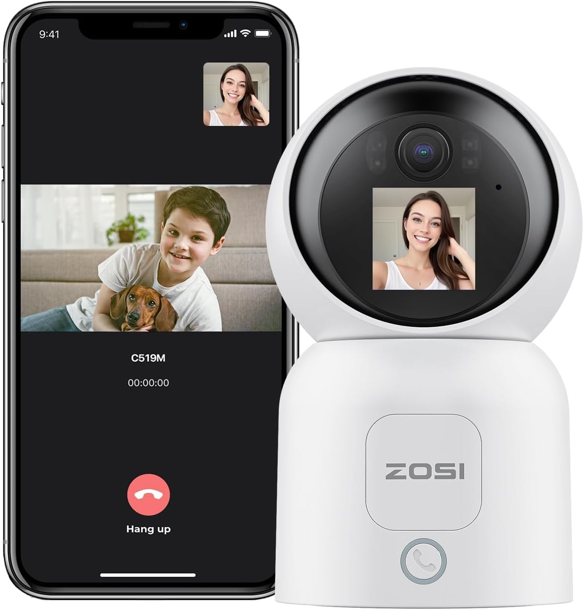 ZOSI 4MP 360 View Baby Monitor, 2.5K Indoor Cam, Human Detection