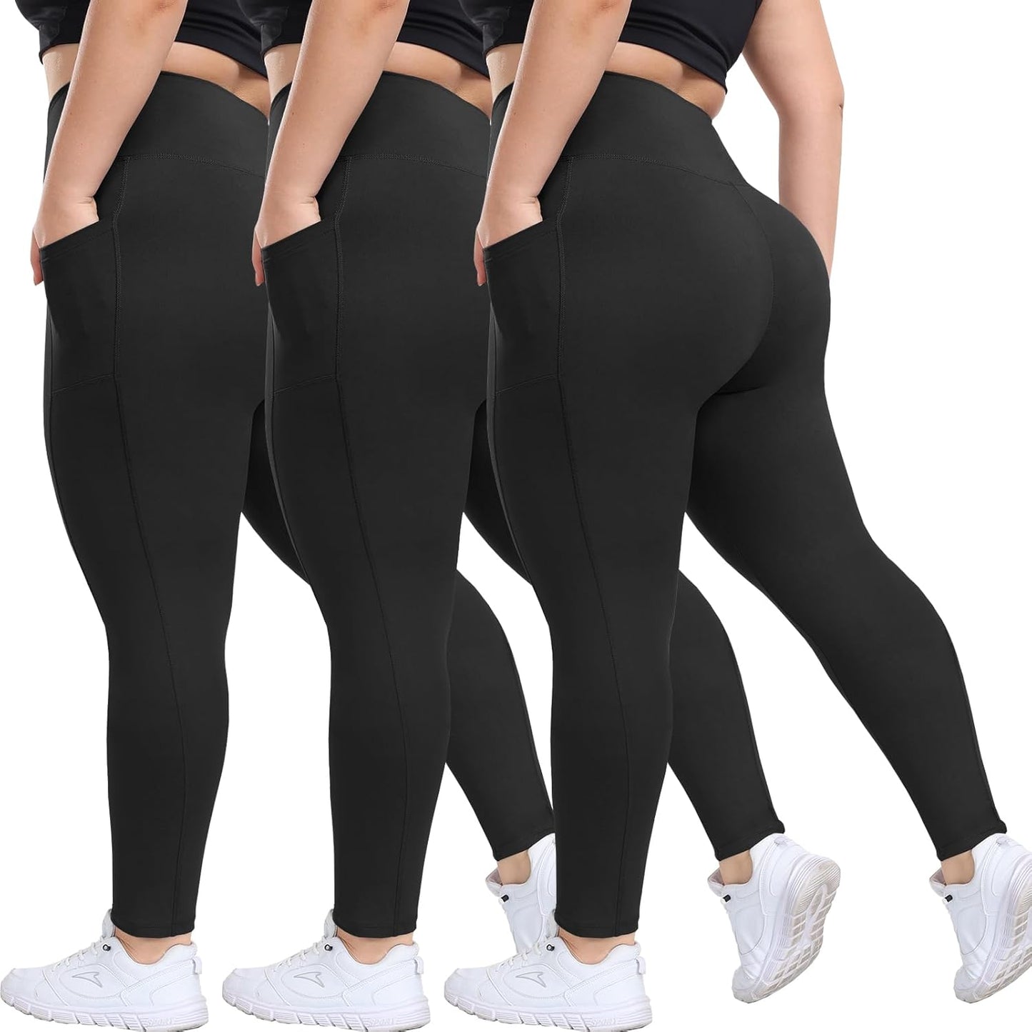 Plus Size Leggings with Pockets for Women - High Waisted Comfort