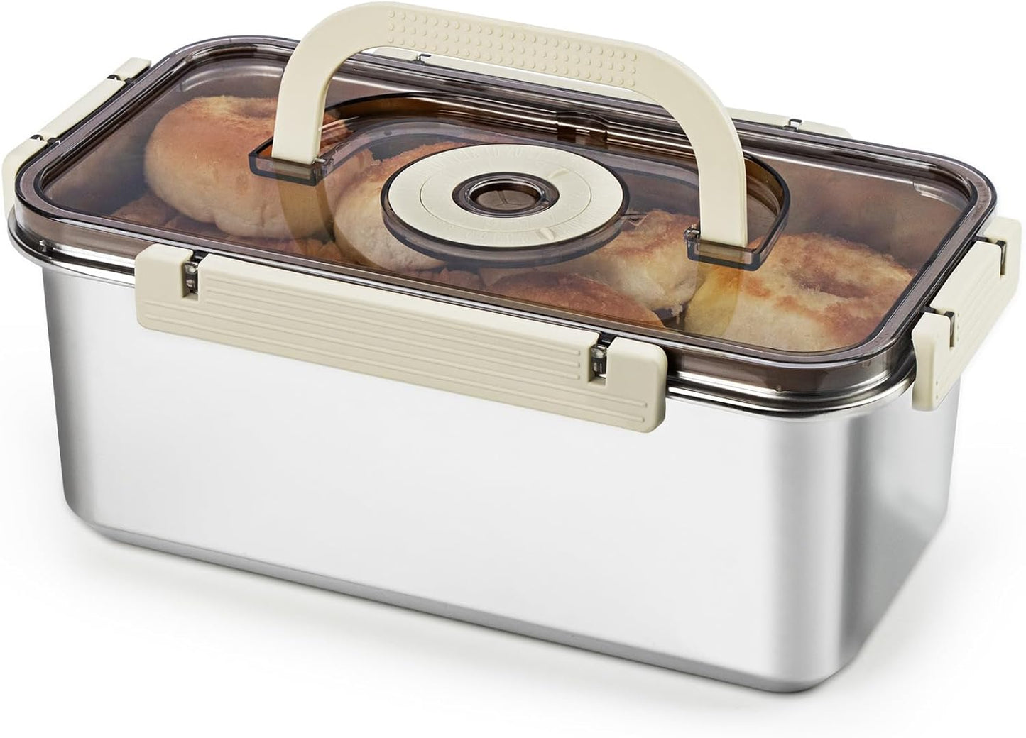 Stainless Steel Bread Box with Handle for Fresh Bread Storage