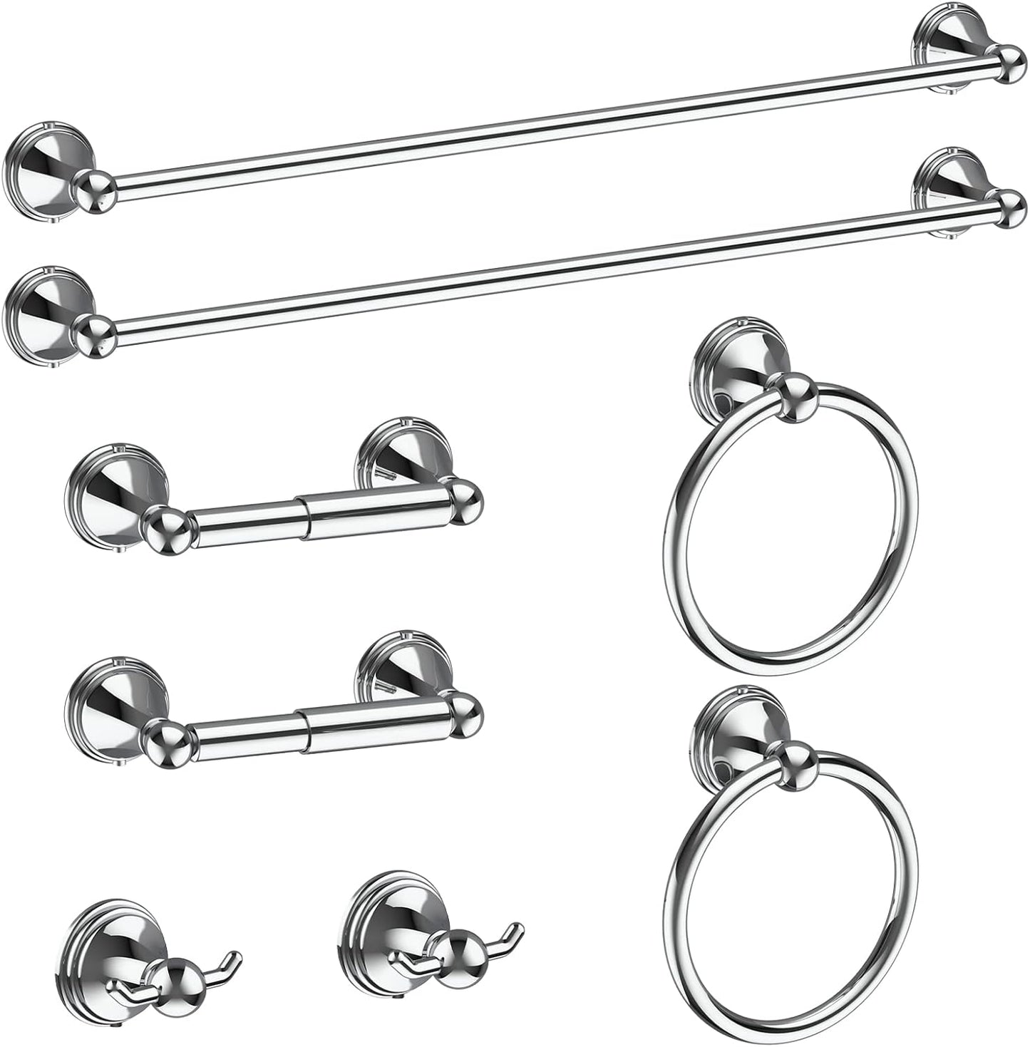 8-Pieces Polished Chrome Bathroom Accessories Set for Home