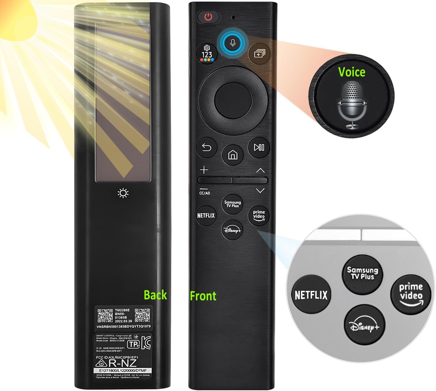 SAQVX Solar Voice Remote for Samsung TV