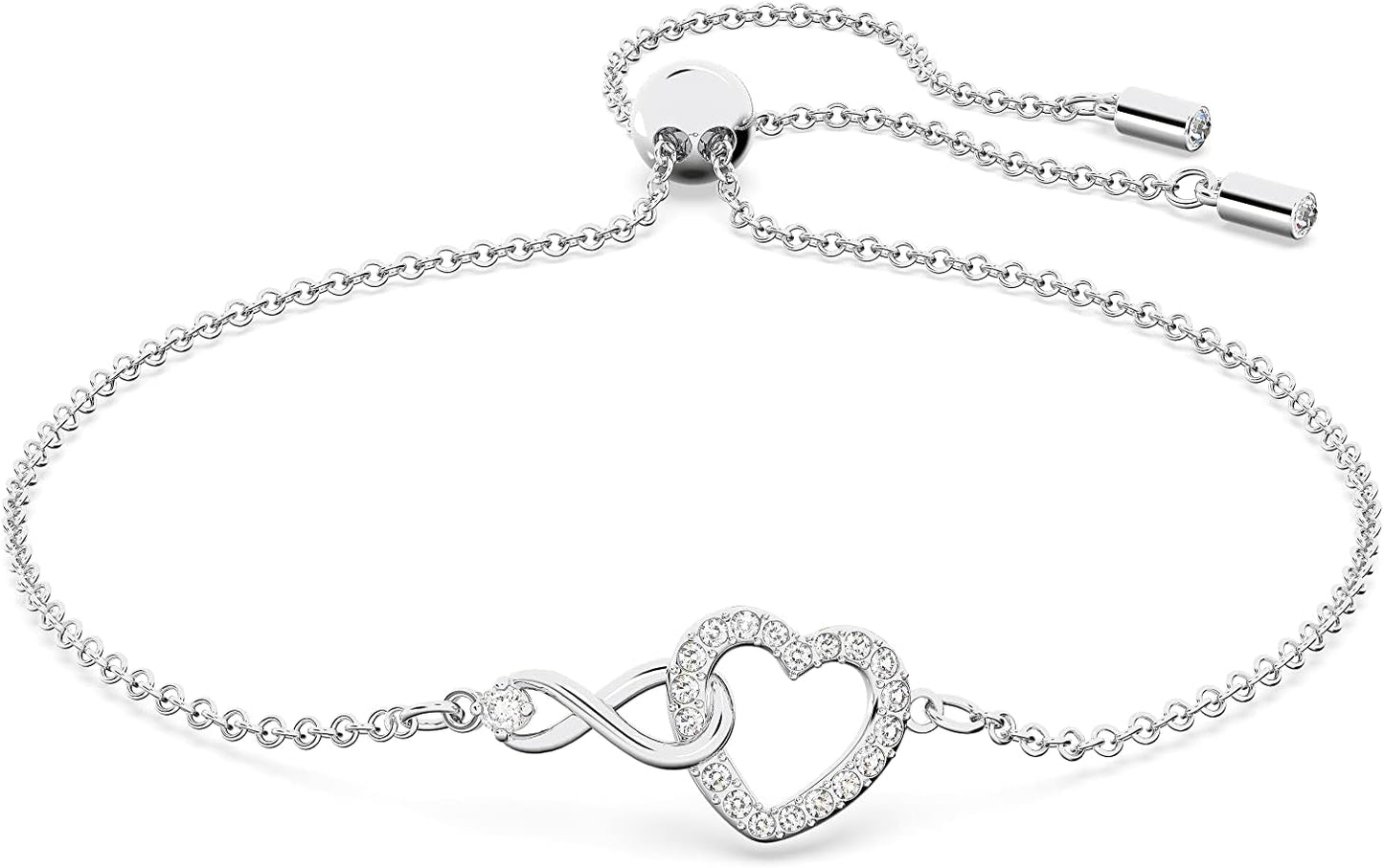 Swarovski Infinity Heart Bracelet: Elegant Rhodium Chain & Crystals