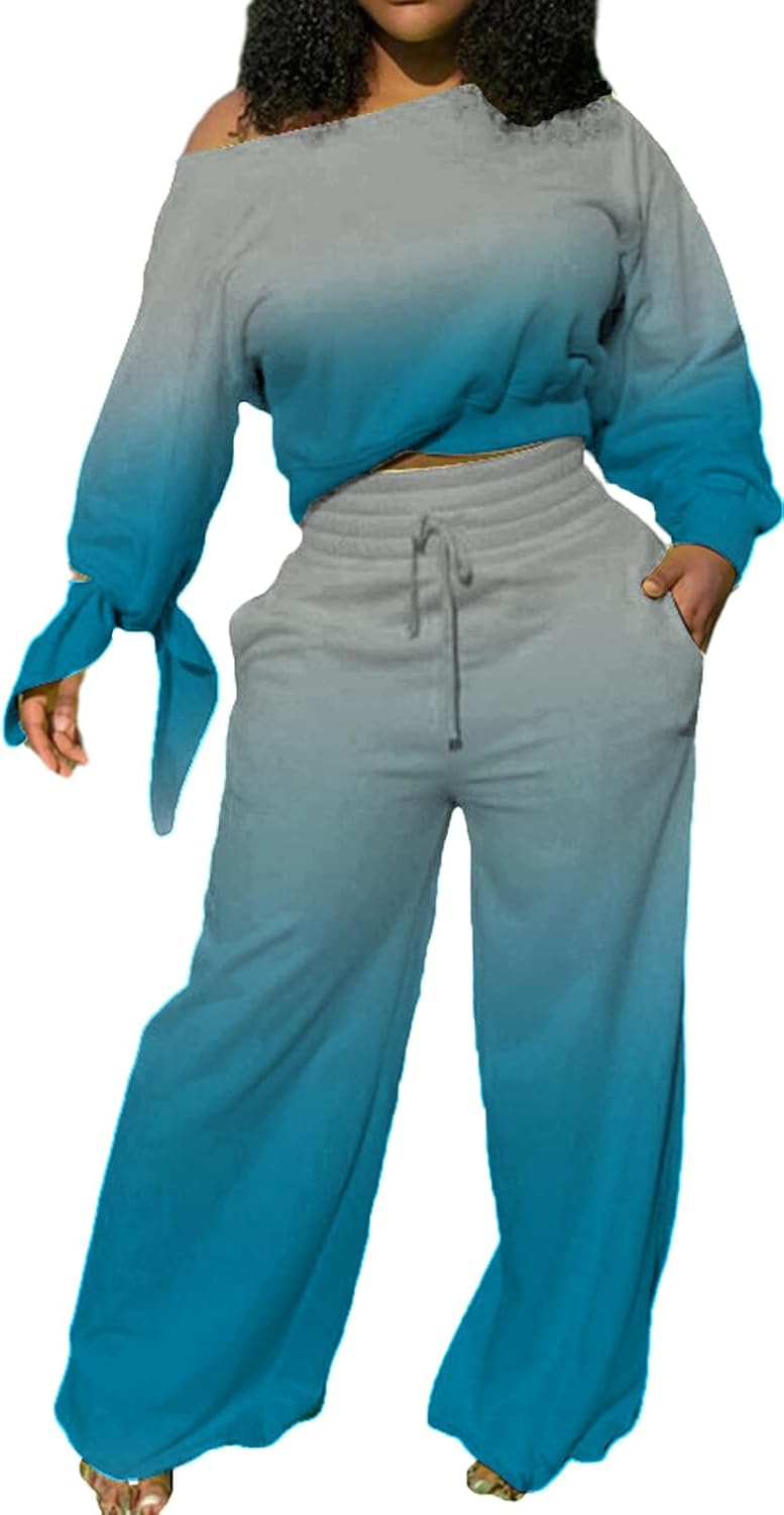 Casual 2 Piece Outfits for Women - Sexy Long Sleeve Sweatsuit