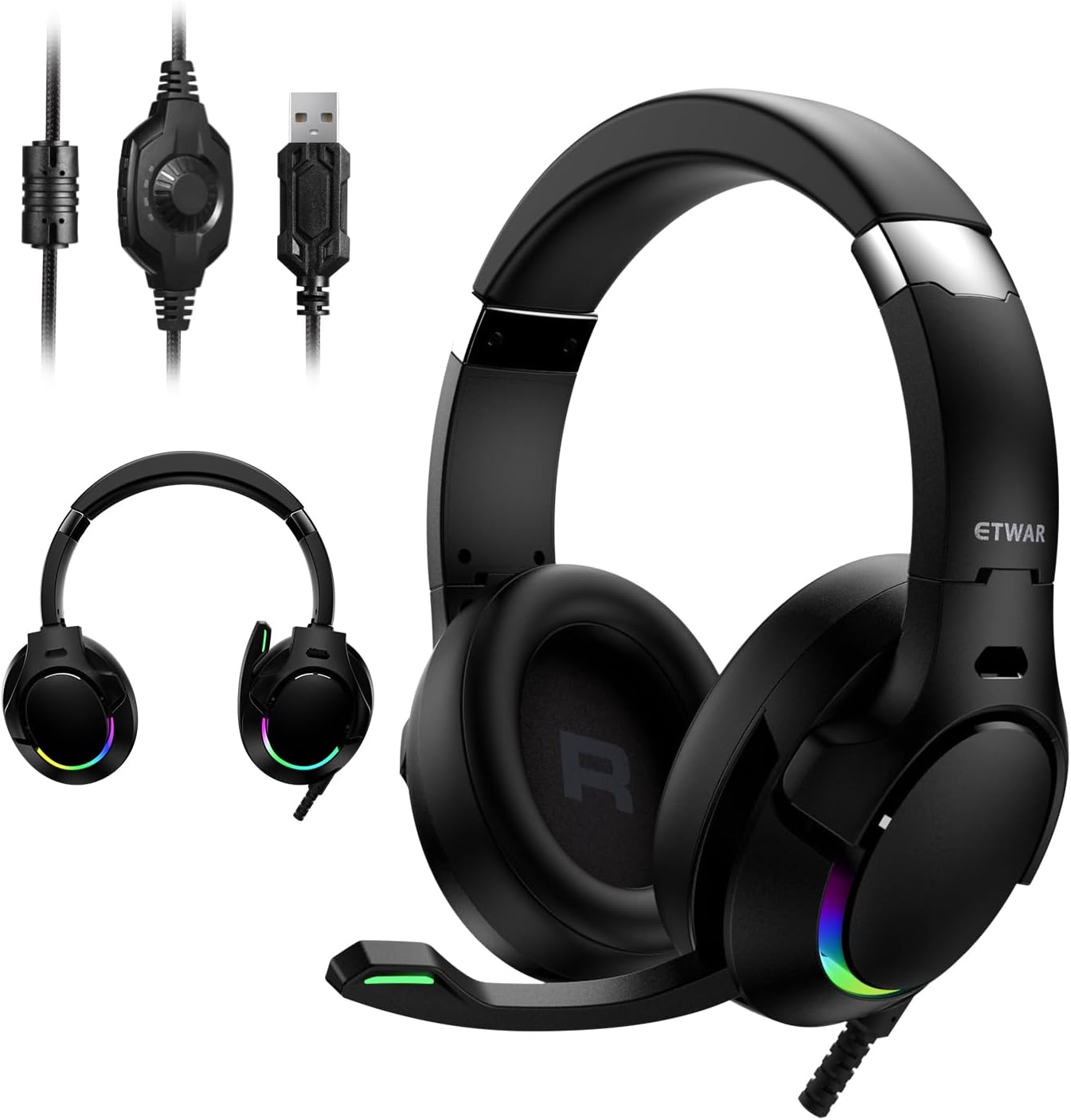 Enhanced Gaming Experience: ETWAR RGB USB Headset