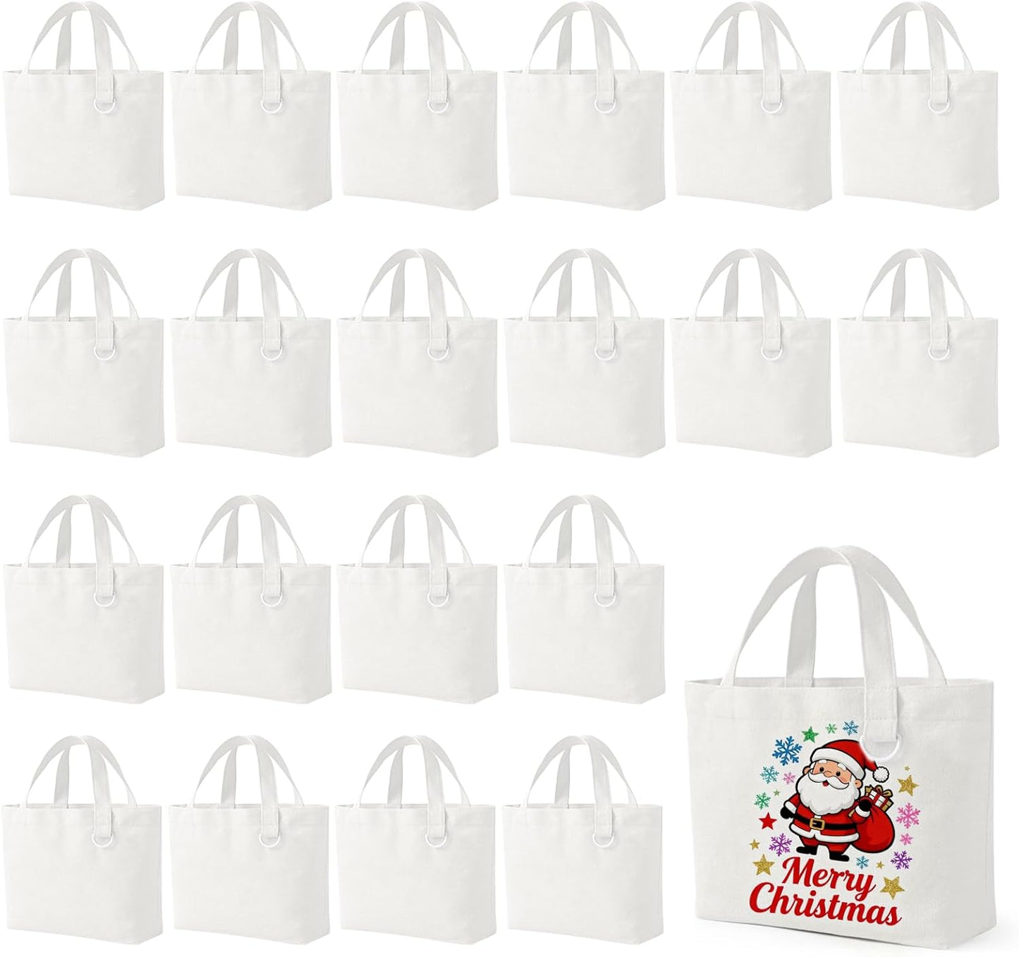 Compact Everyday Tote Bags - 24 Pack Mini Canvas Totes