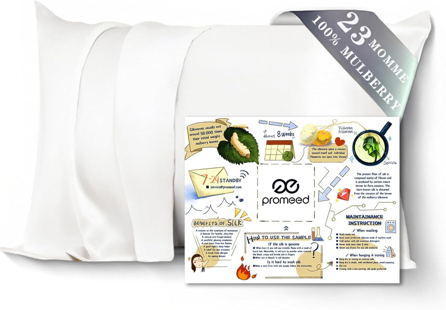 PROMEED 100% Mulberry Silk Pillowcase for Sensitive Skin