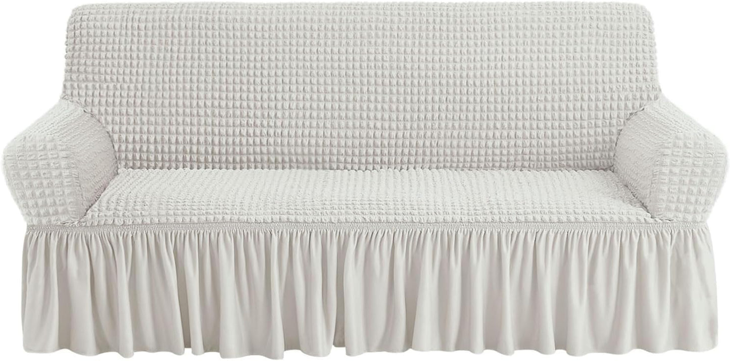 NICEEC Ivory Sofa Slipcover - Easy Fitted 3 Seater Protector