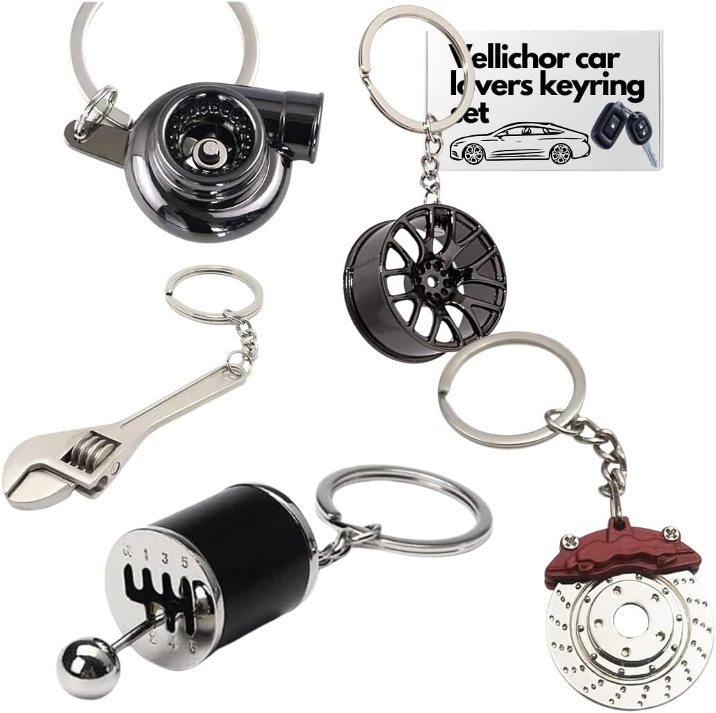 Car Lovers 5pc Key Chain Set - Auto Enthusiast Gift!