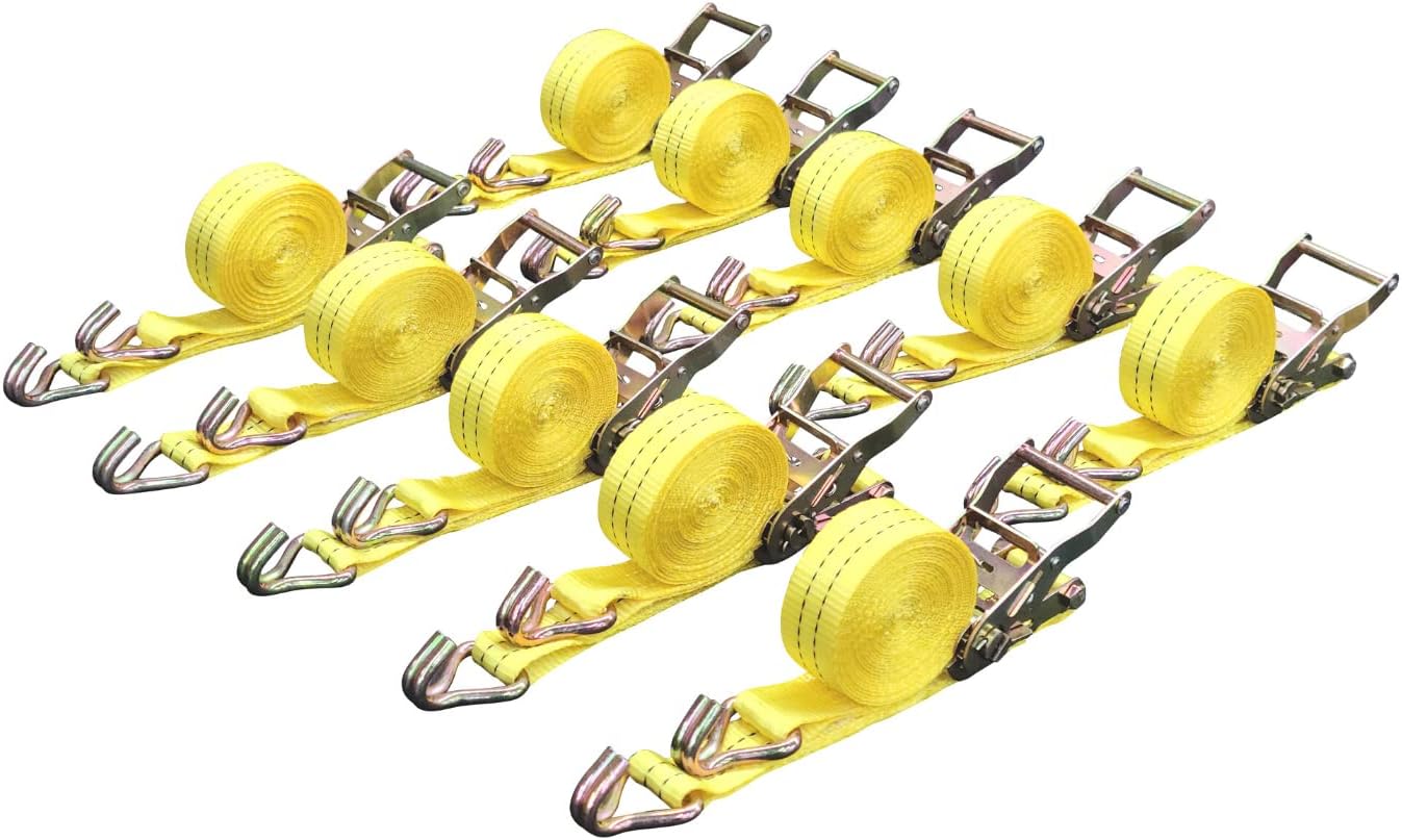 10 Pack 1.5 in x 15 ft Ratchet Strap with 4400LB Strength