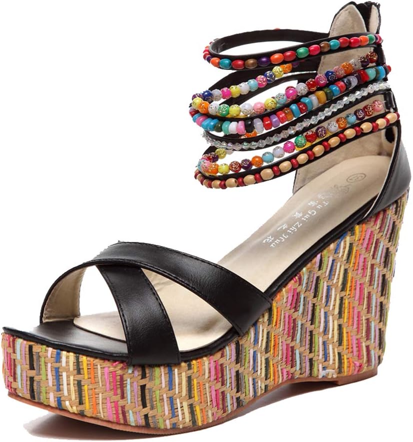 Getmorebeauty Women's Wedge Sandals With Pearls for Style