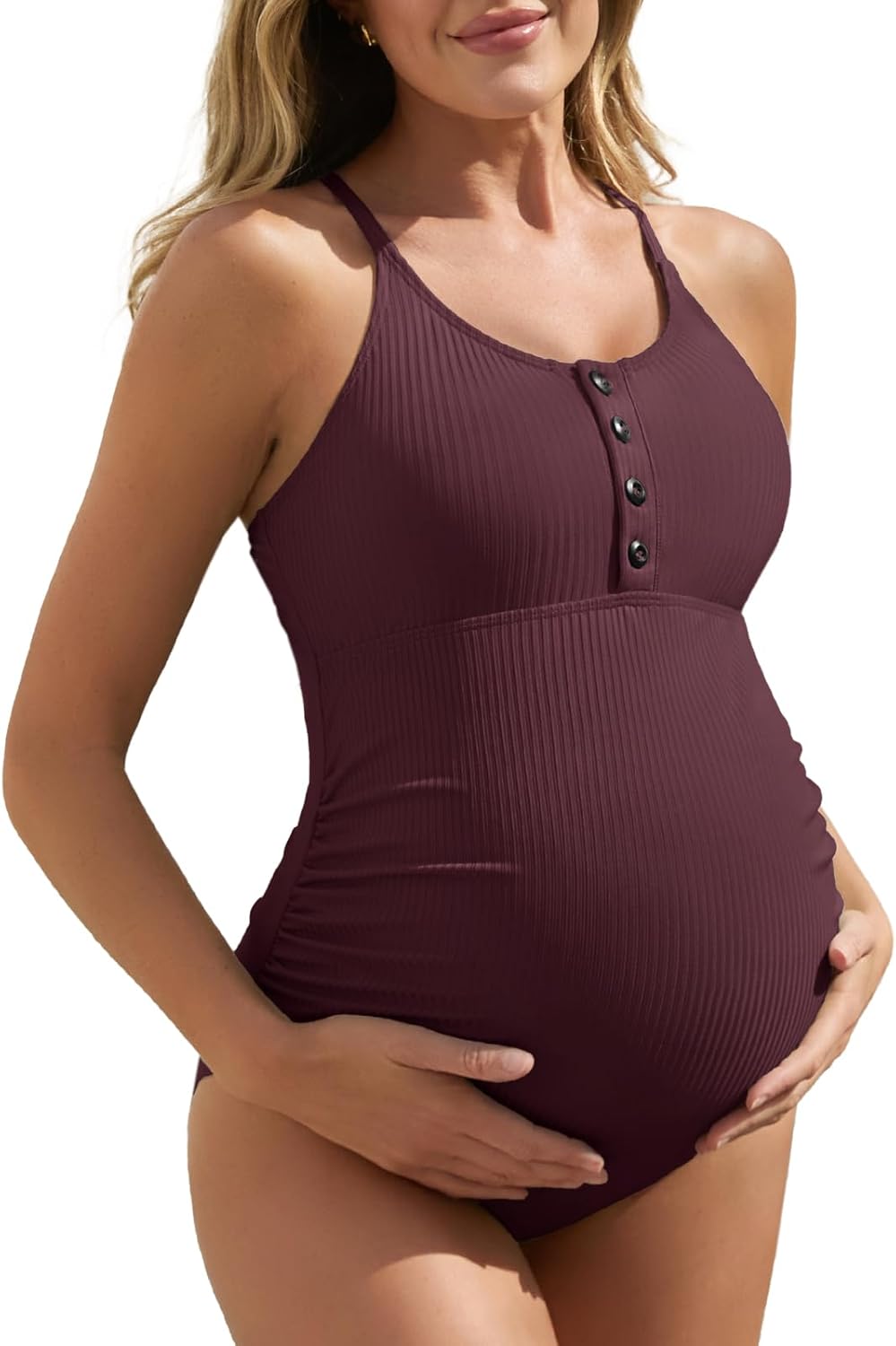 Summer Mae Maternity Swimsuit One Piece with Cross Back Design