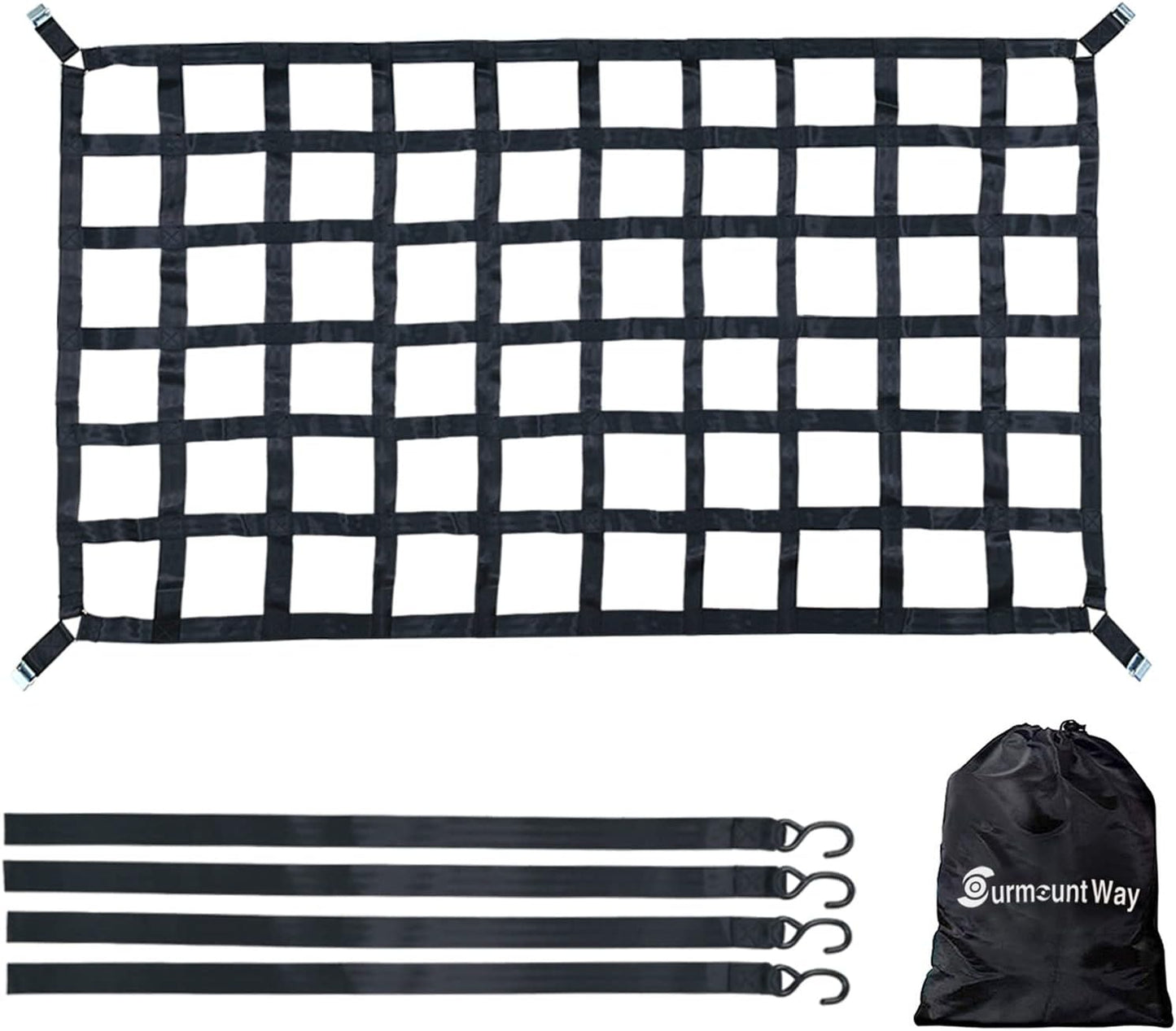 Surmountway Cargo Net for Pickup Truck Bed - Heavy Duty 1100LBS