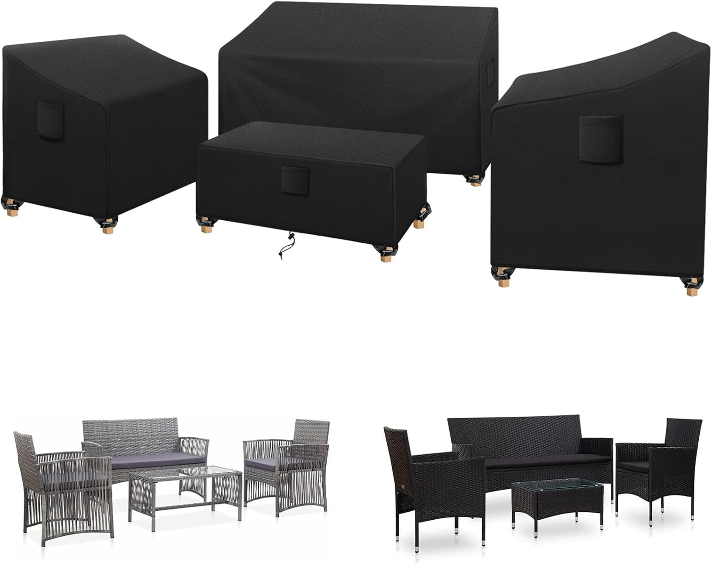 SIRUITON Patio Furniture Covers 4 Piece Set for Outdoor Use
