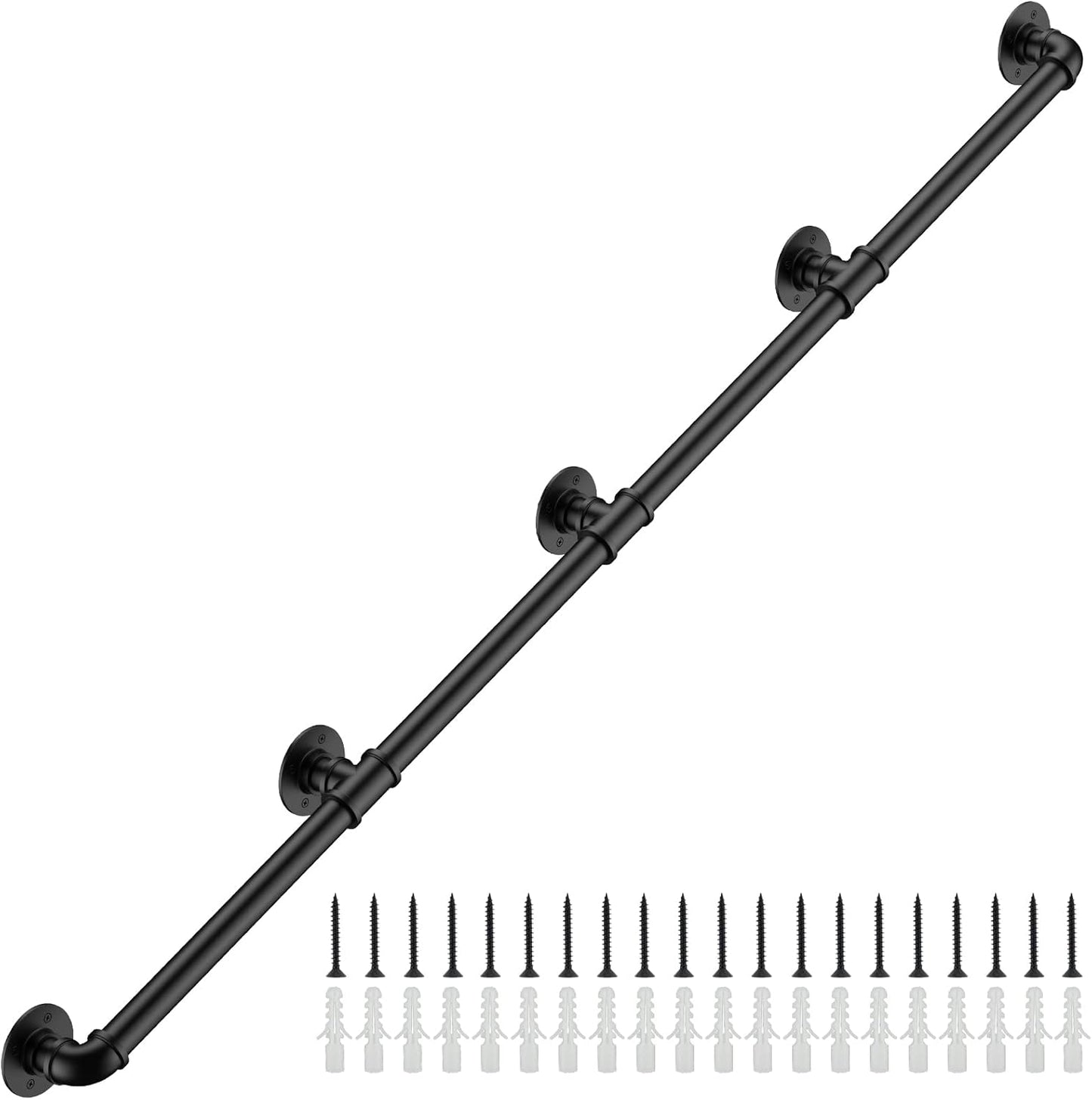 13FT Industrial Stair Railing Wall Mount Handrail for Steps