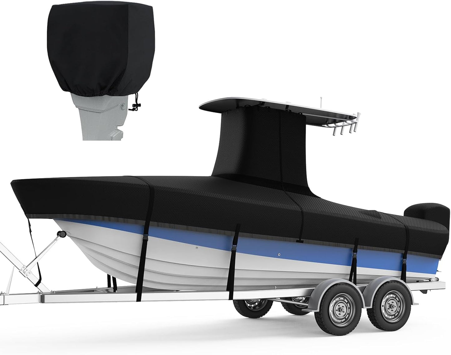 RVMasking 1200D T-Top Boat Cover - Heavy Duty Waterproof Protection