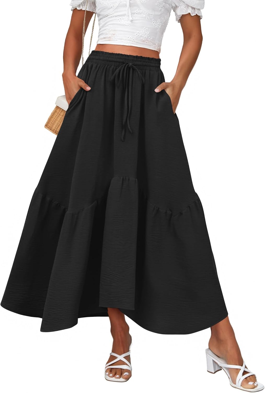 Zeagoo Long Skirts for Women High Waist A Line Casual Flowy