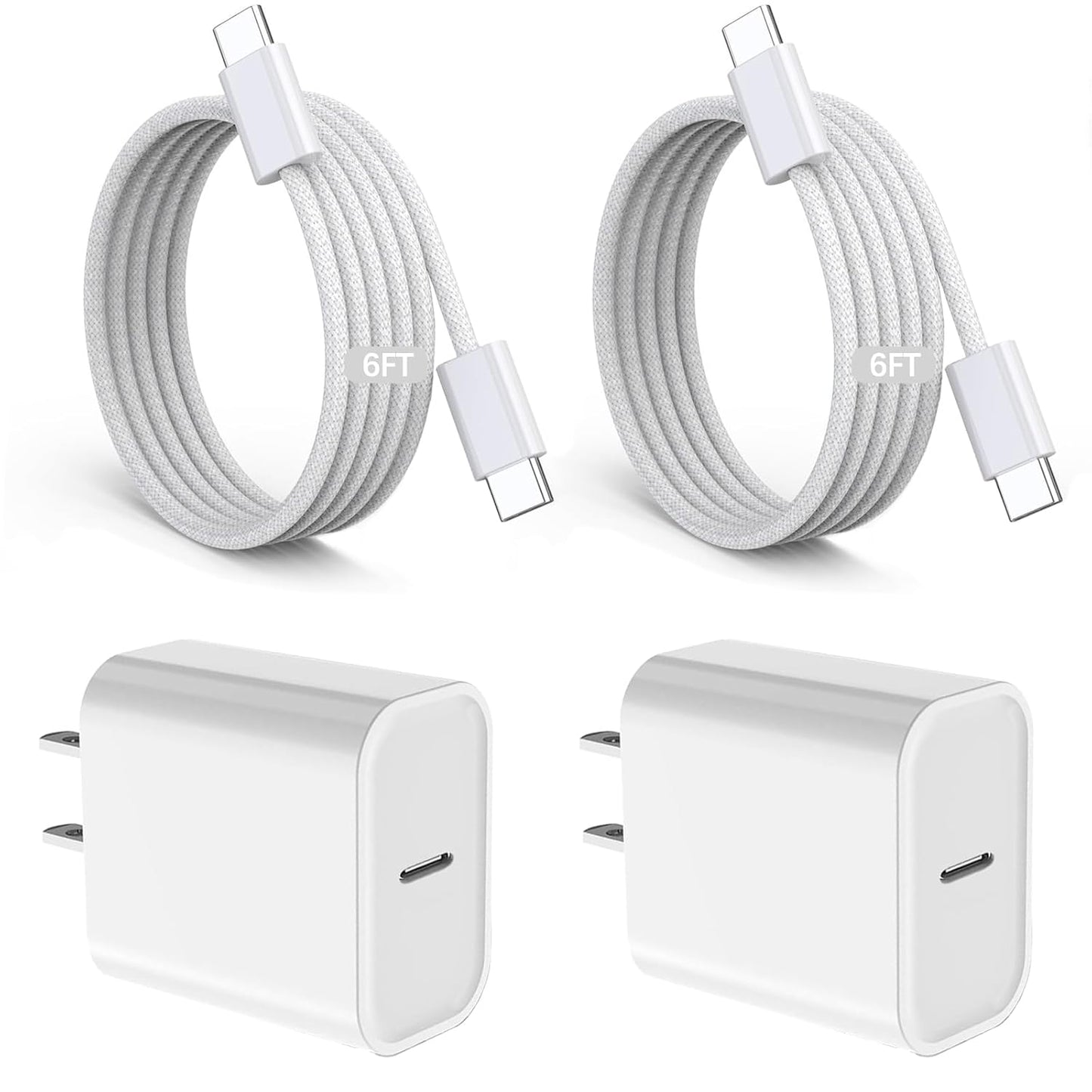 iPad Fast Charger 20W USB C Block with 6FT Woven Cable Pack