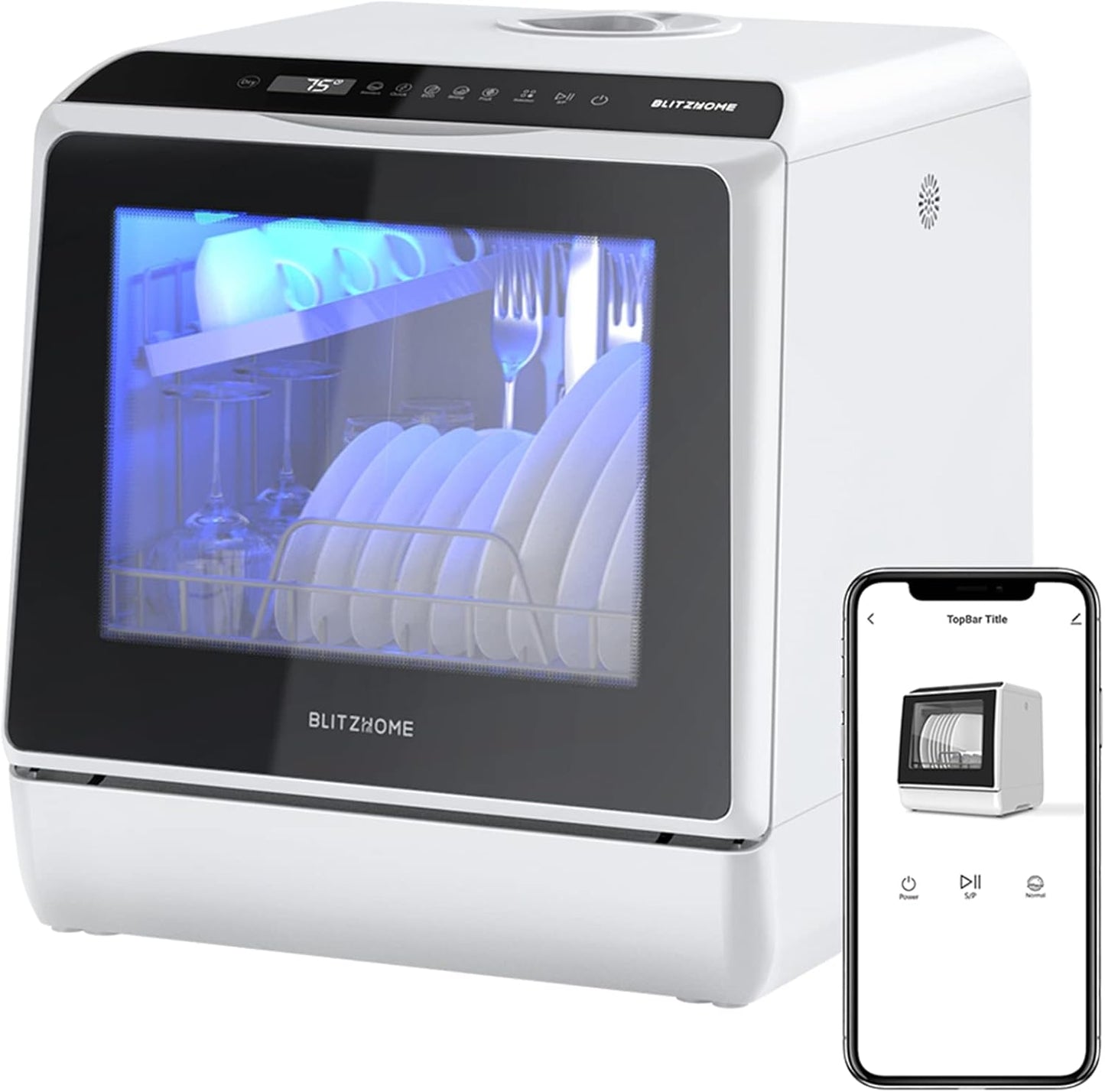 Portable Dishwasher Countertop with Smart App Control and 6 Modes