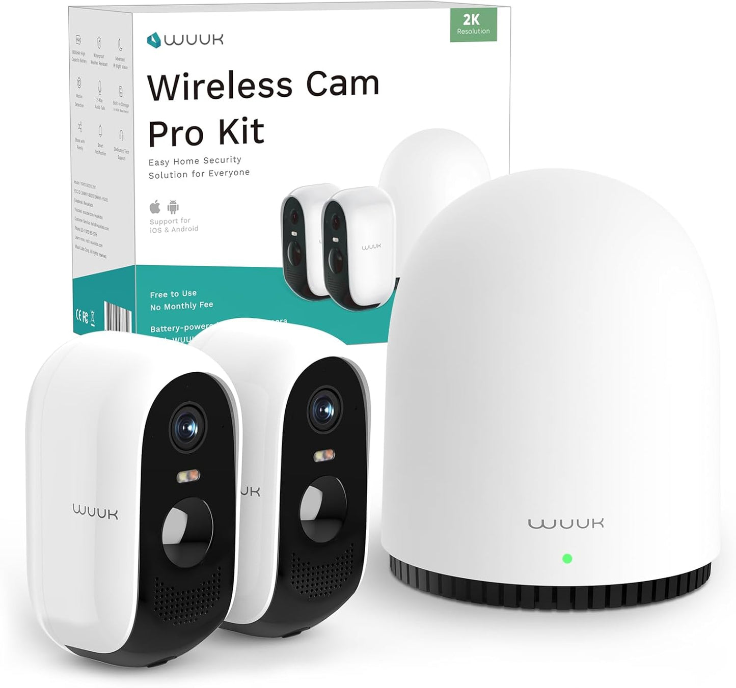 WUUK Wireless Outdoor Security System: Long Battery Life, No Subscription