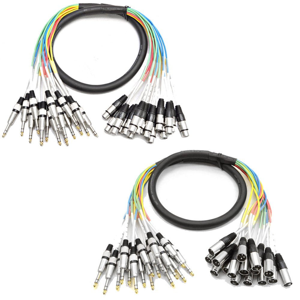 16 Channel 5 Foot TRS to XLR Snake Cable Bundle for Audio