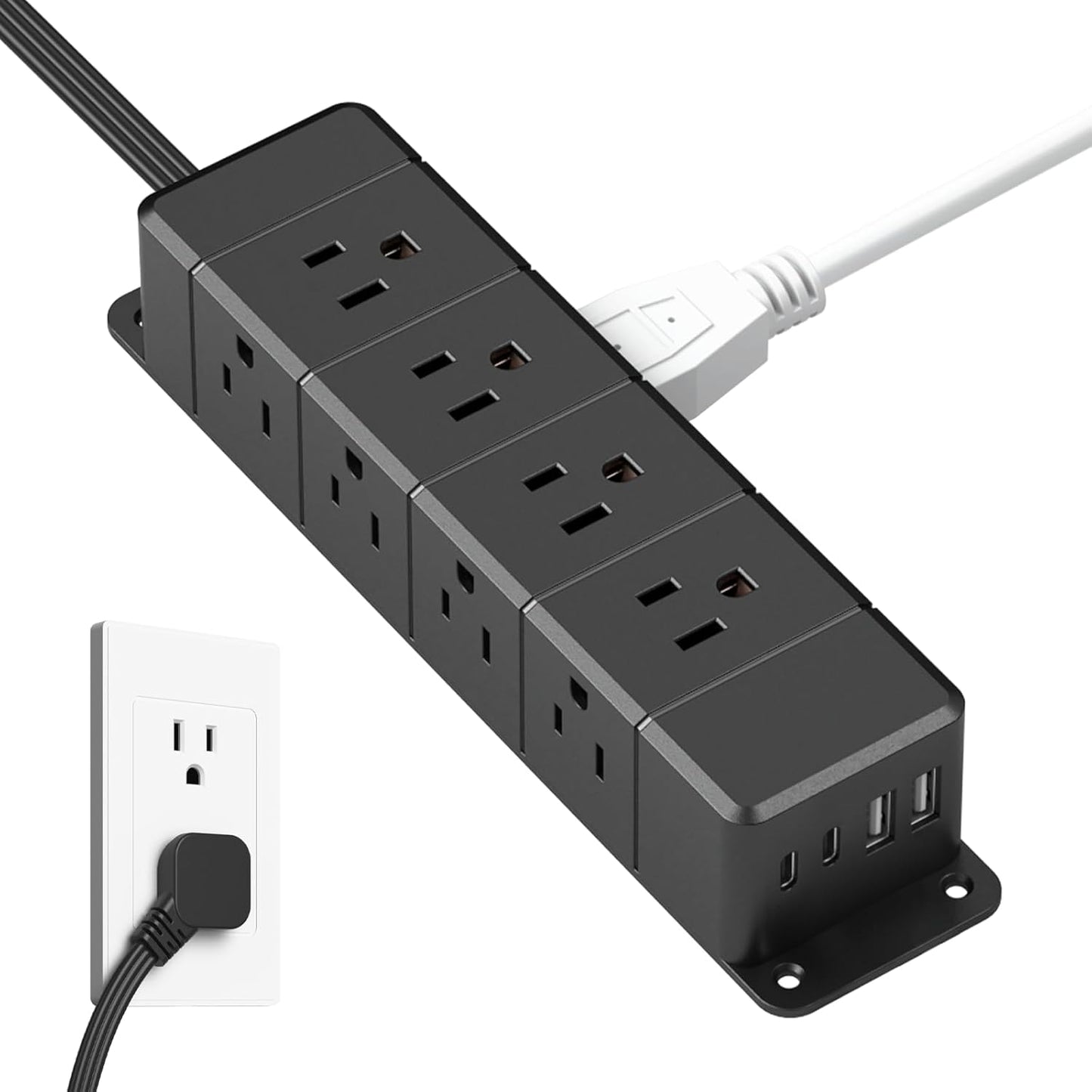 30W USB C Power Strip Surge Protector with 12 Outlets and USB