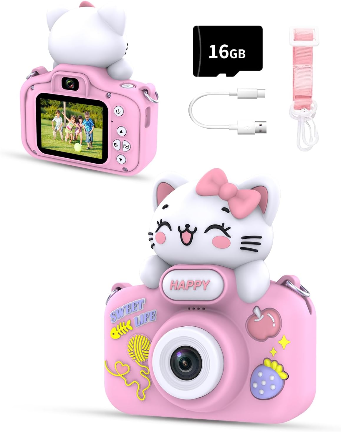 48MP Kids Camera w/ 8X Zoom, Silicone Cover, 16GB TF Card - Perfect Gift!