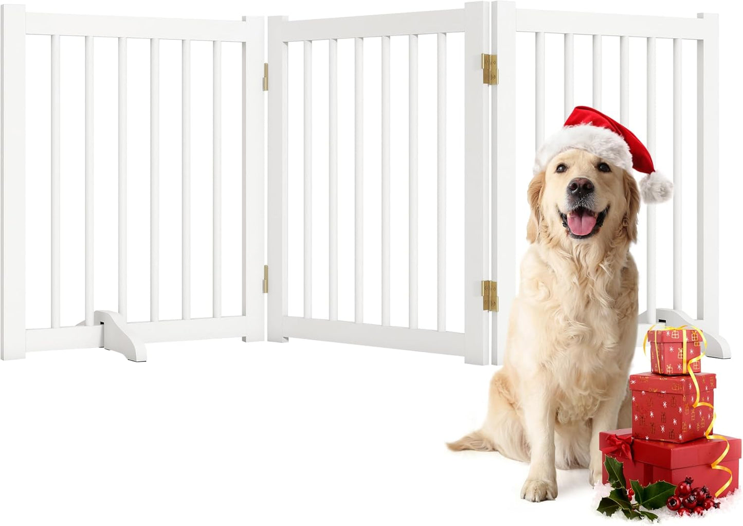 Indoor Dog Gate - Wooden Freestanding Pet Fence for Safety