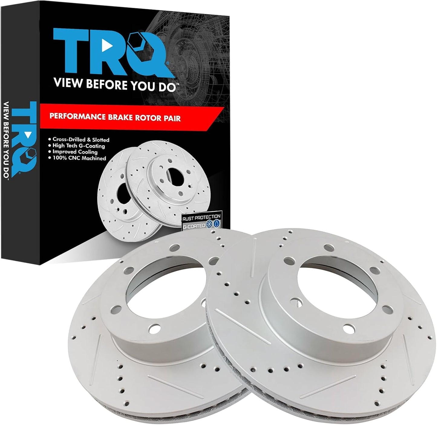 TRQ Front Performance Brake Rotors Set for Toyota Sequoia & Tundra