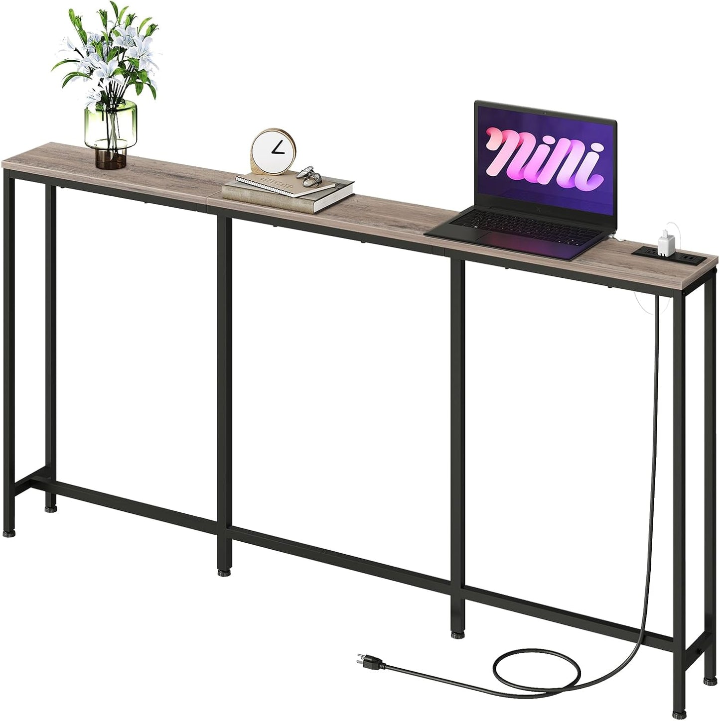 62.99in Narrow Console Table with Power Outlet by CHOEZON