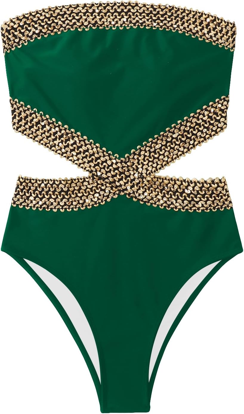Milumia Women's Stitch Detail Strapless One Piece Swimsuit