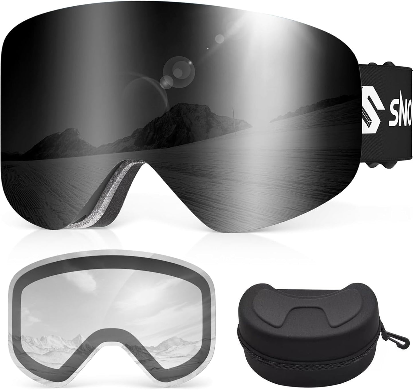 Frameless Snowboard Goggles with UV400 Magnet Lenses for Skiing