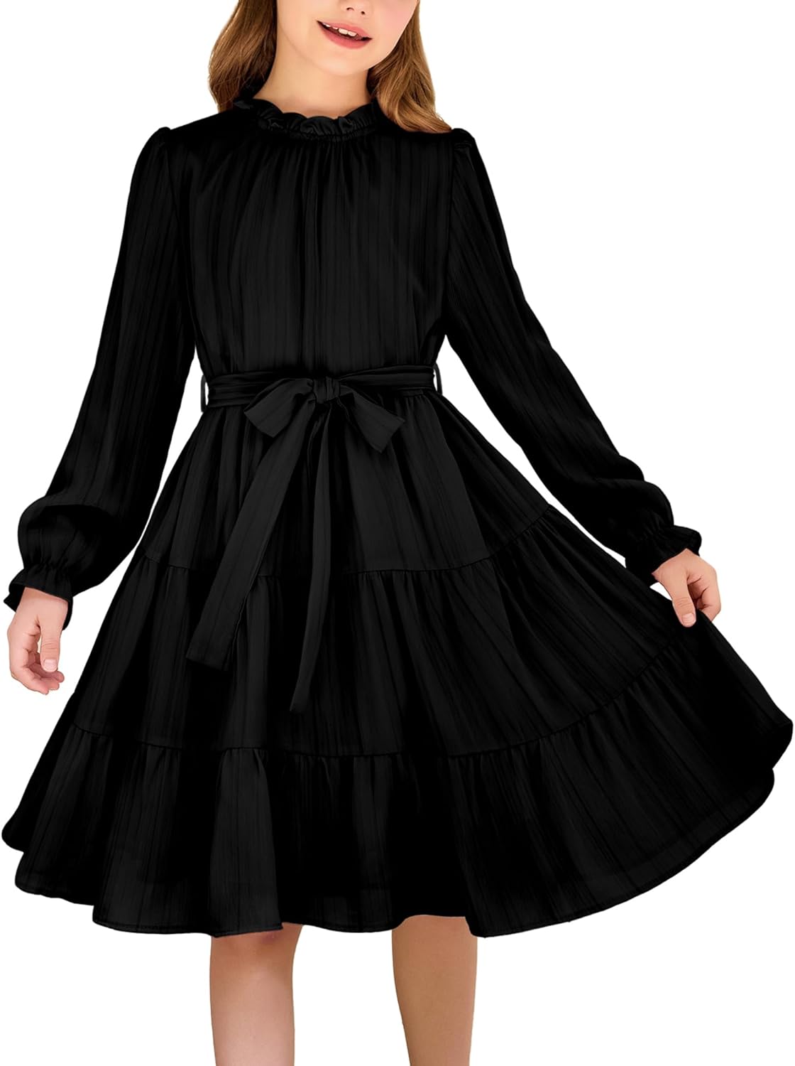 Arshiner Girls Long Sleeve Dress for Fall Formal Parties