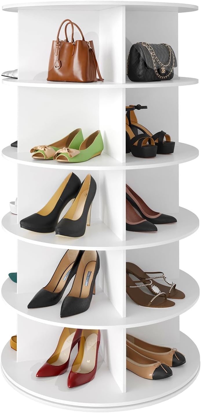 SpaceAid 5 Tier Rotating Shoe Rack Tower for Closet Organization
