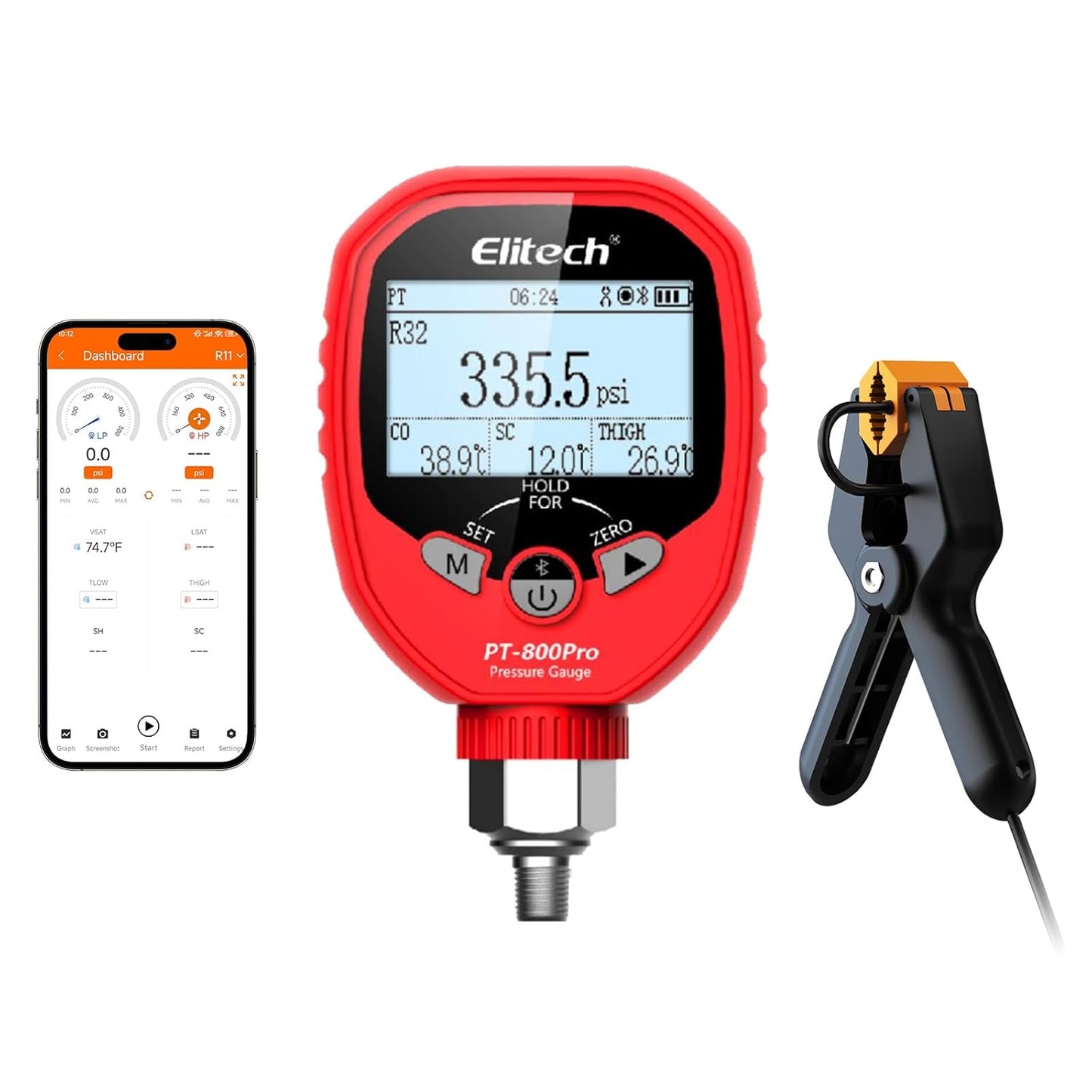 Elitech PT-800Pro Digital Pressure Gauge for HVAC Professionals