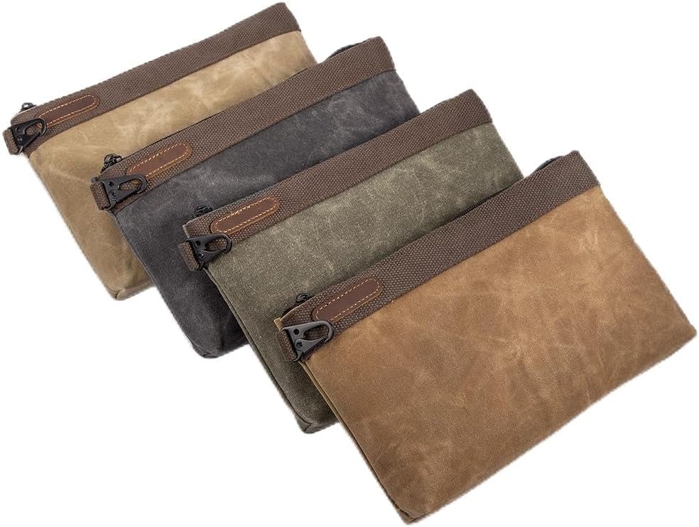 Heavy-Duty Waxed Canvas Tool Pouches 4 Pack for Organizing