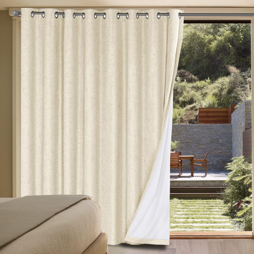H.VERSAILTEX Linen Blackout Curtains for Extra Wide Doors