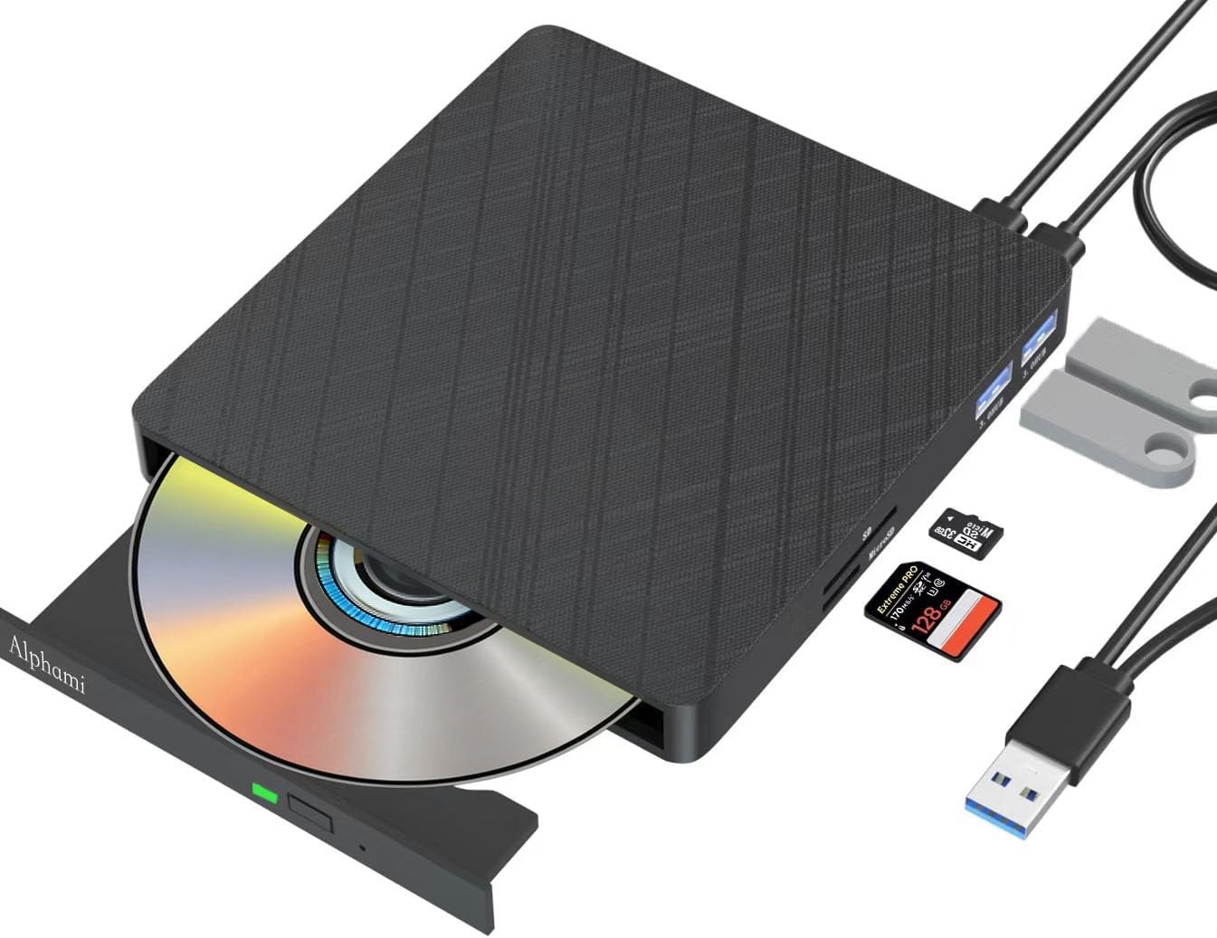 Alphami External CD/DVD Drive: 5-in-1 Burner & Lightscribe Player!
