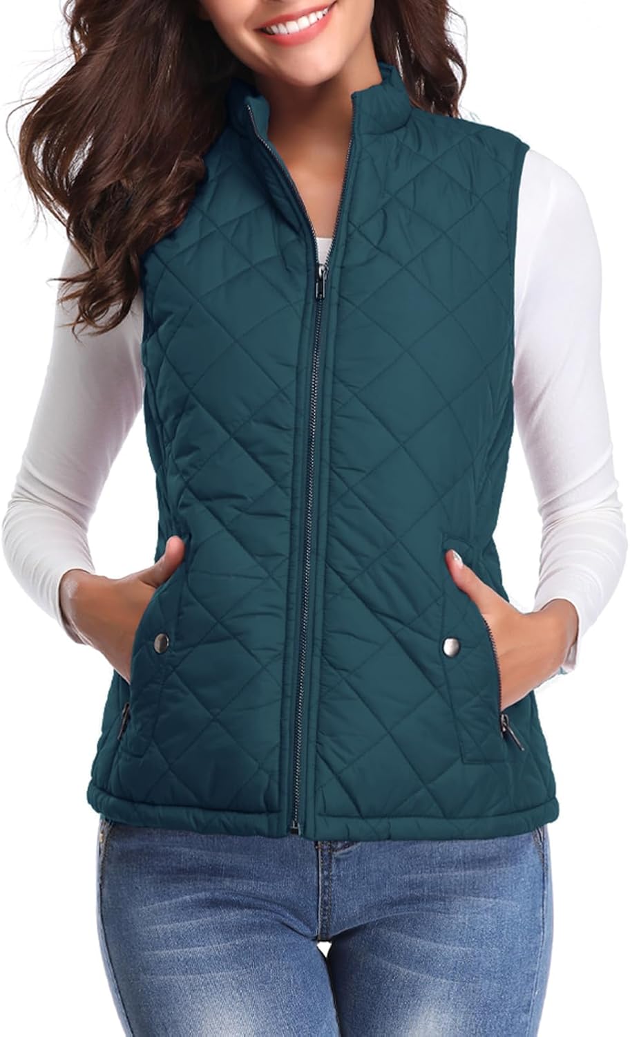 Fuinloth Women's Quilted Vest: Stylish Lightweight Zip Gilet